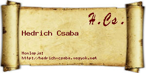 Hedrich Csaba névjegykártya